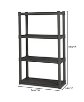 Sterilite Plastic Indoor Outdoor 4 Shelf Durable Shelving Unit, Gray