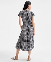 Style & Co Women's Printed Flutter-Sleeve Midi Dress, Exclusively at Macy's