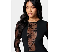 Bebe Women's Lace Inset Midi Dress