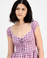 Kingston Grey Juniors' Plaid Cotton Mini Dress