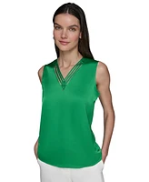 Karl Lagerfeld Paris Women's Sleeveless Strappy-Neck Top
