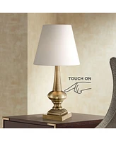 Traditional Glam Accent Table Lamp 19" High Antique Brass Gold Metal Crisp Touch On Off White Empire Shade for Living Room Bedroom House Bedside