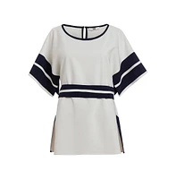 Etcetera Women's Pullover Two-Color Tunic Blouse Fathom