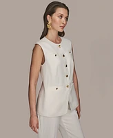 Donna Karan New York Women's Linen-Blend Collarless Vest