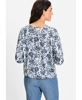 Olsen Women's Prairie Floral Keyhole Neck T-Shirt