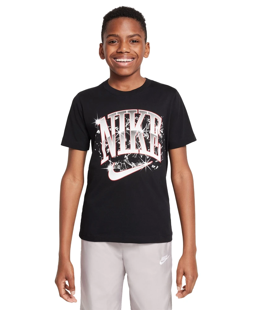 Nike Big Kids Sportswear Shattered Logo Graphic Cotton T-Shirt