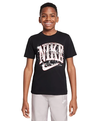 Nike Big Kids Sportswear Shattered Logo Graphic Cotton T-Shirt