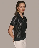 Donna Karan New York Women's Short-Sleeve Sequined Knit Polo