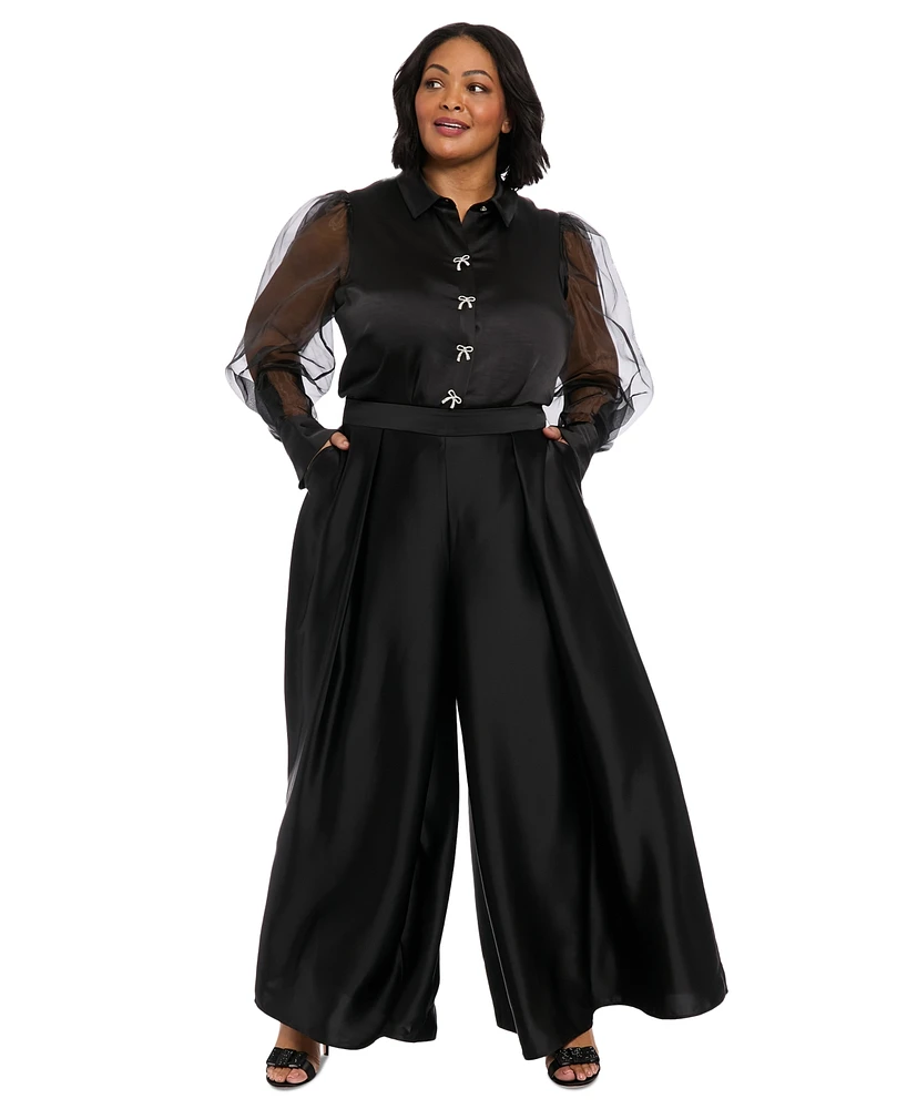 Muse Plus Satin Wide-Leg Pants