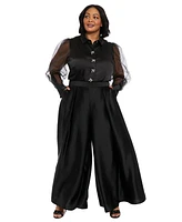 Muse Plus Satin Wide-Leg Pants