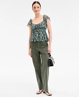 On 34th Women's Floral Flutter-Sleeve Tie Tank, Exclusively at Macy's