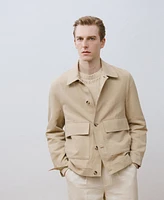 Mango Men's Pocket Cotton-Linen Jacket