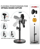 5 Core 3n1 Mic Stand Desk Adjustable Table Microphone Stands w Phone Holder Mic Clip