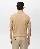 Mango Men's Rib-Knit Cotton-Blend Polo Shirt