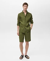 Mango Men's Linen Bermuda Pleated Shorts
