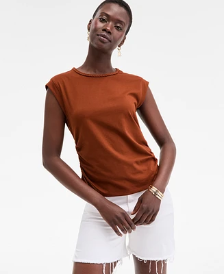On 34th Women's Braided-Neck Crewneck T-Shirt, Exclusively at Macy's