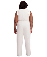 Kasper V-Neck Bow-Strap Jumpsuit, Regular & Plus Sizes