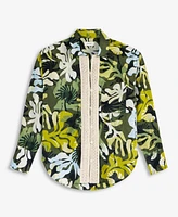 On 34th Women's Leaf-Print Crochet-Trim Shirt, Exclusively at Macy's