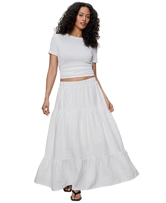 Sanctuary Women's The Prairie Linen Tiered Maxi Skirt
