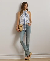 Lauren Ralph Lauren Women's Floral Linen Sleeveless Halter Blouse