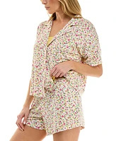 Roudelain Women's Oversized Shirt, Cami & Boxer Short Pajama Set