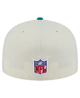 New Era Men's White/Aqua Miami Dolphins Throwback Main 59FIFTY Fitted Hat