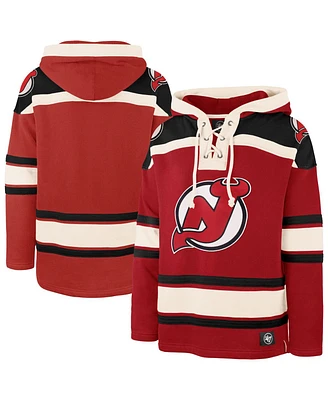 '47 Brand Men's Red New Jersey Devils Big & Tall Superior Lacer Fleece Pullover Hoodie