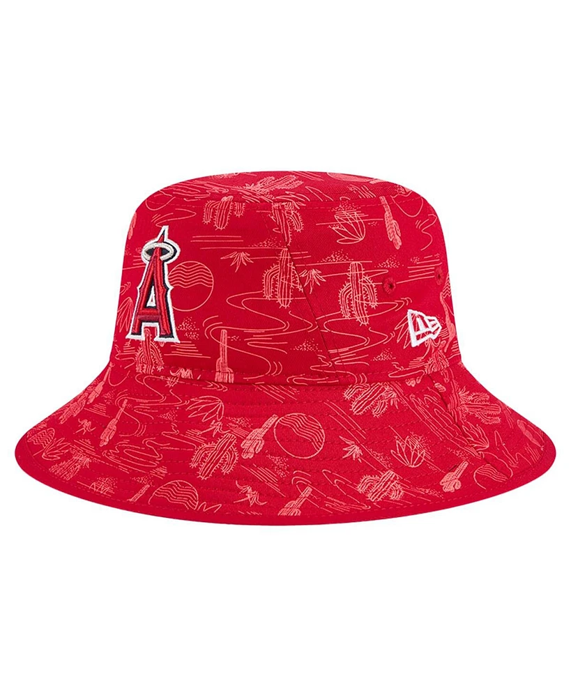 New Era Men's Red Los Angeles Angels 2025 Spring Training All Over Print Bucket Hat