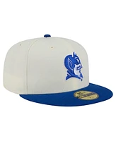 New Era Men's Cream Duke Blue Devils Chrome 59FIFTY Fitted Hat