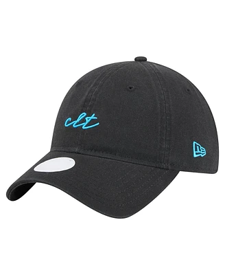 New Era Women's Black Charlotte Fc Script 9TWENTY Adjustable Hat