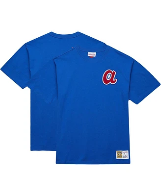 Mitchell & Ness Men's Hank Aaron Royal Atlanta Braves Legends Collection Vintage Logo T-Shirt