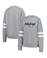 Mitchell & Ness Women's Heather Gray Pittsburgh Pirates Lightweight Logo Pullover Sweatshirt