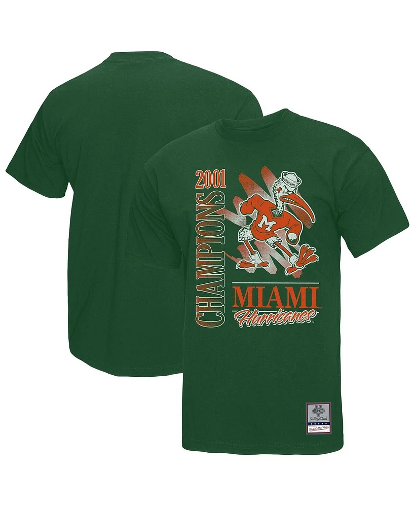 Mitchell & Ness Men's Green Miami Hurricanes Retro Brush Mineral Wash T-Shirt