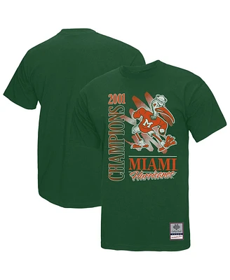 Mitchell & Ness Men's Green Miami Hurricanes Retro Brush Mineral Wash T-Shirt