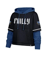 '47 Brand Women's Navy Philadelphia Phillies City Connect Shortstop Cropped Pullover Hoodie