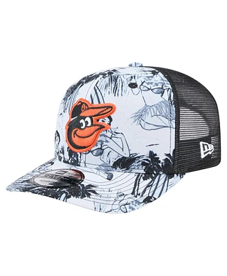 New Era Men's Black Baltimore Orioles Hula Trucker 9SEVENTY Adjustable Hat