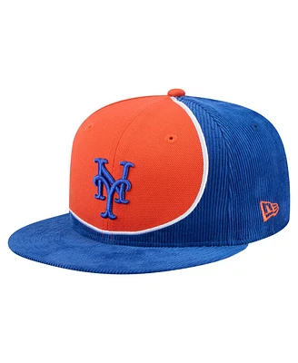 New Era Men's Royal/Orange New York Mets Retro Split Corduroy Snapback Hat
