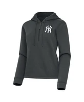 Antigua Women's Pewter New York Yankees Contemporary Quarter-Zip Hoodie