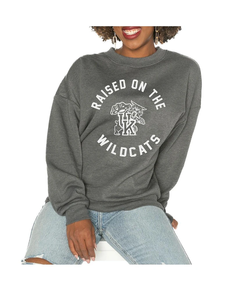 Gameday Couture Women's Charcoal Kentucky Wildcats Good Vibes Premium Fleece Drop Shoulder Pullover Sweatshirt