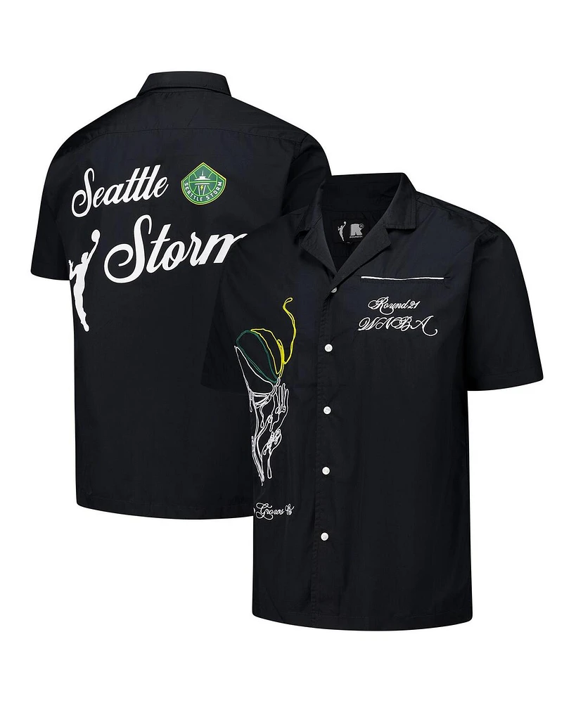 Round21 Men's and Women's Black Seattle Storm Campus Fit Full-Button Cardigan