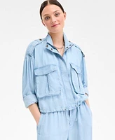 On 34th Womens Chambray Cropped Utility Jacket Cotton Tank Top Chambray Balloon Pants Exclusively At Macys