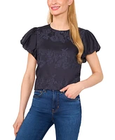 CeCe Women's Embroidered Balloon-Sleeve Crewneck Blouse