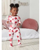 Gerber Baby Girls 4-Pack Snug Fit Footed Cotton Pajamas, Apple & Woodland Floral, 12 Months