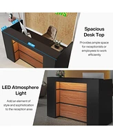 Tribesigns Reception Desk with Led Lights, 63 Inches Front Counter for Checkout, Lobby, Salon, Retail, Modern Large Table Store Shop