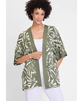 Olsen Women's Leaf Print Lightweight Kimono