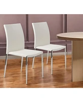 Set of 2 Faux Leather Steel Stacking Chairs for Dining Room or Office Seating