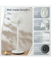 9 Inch Portable Oscillating Pedestal Floor Fan with Adjustable Heights and Speeds