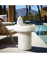 LuxenHome Off White MgO Round 18.5-Inch Tall Side Table, Indoor and Outdoor