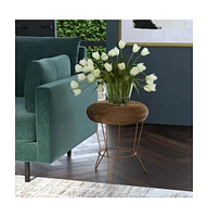 Contemporary Round Top End Table with Wire Base for Living Room
