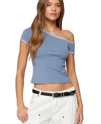 Edikted Women's Lorna Contrast Off Shoulder Top